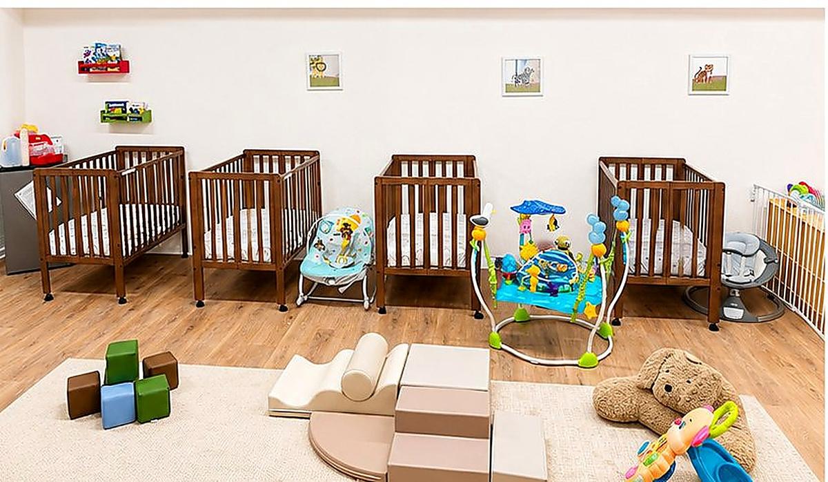 The ECU infant sleeping area with individual cribs